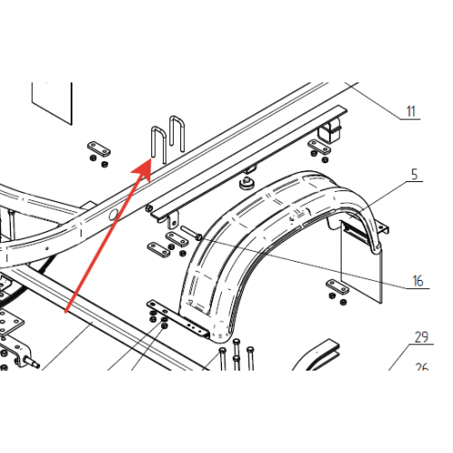 Стремянка крепления опоры к раме лодочного прицепа МЗСА 81771B, 1C, 1D, 1E