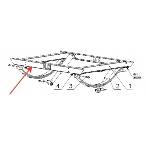 Опора (подрамник) прицепа МЗСА 817700.002 в собранном виде без рессор и амортизаторов